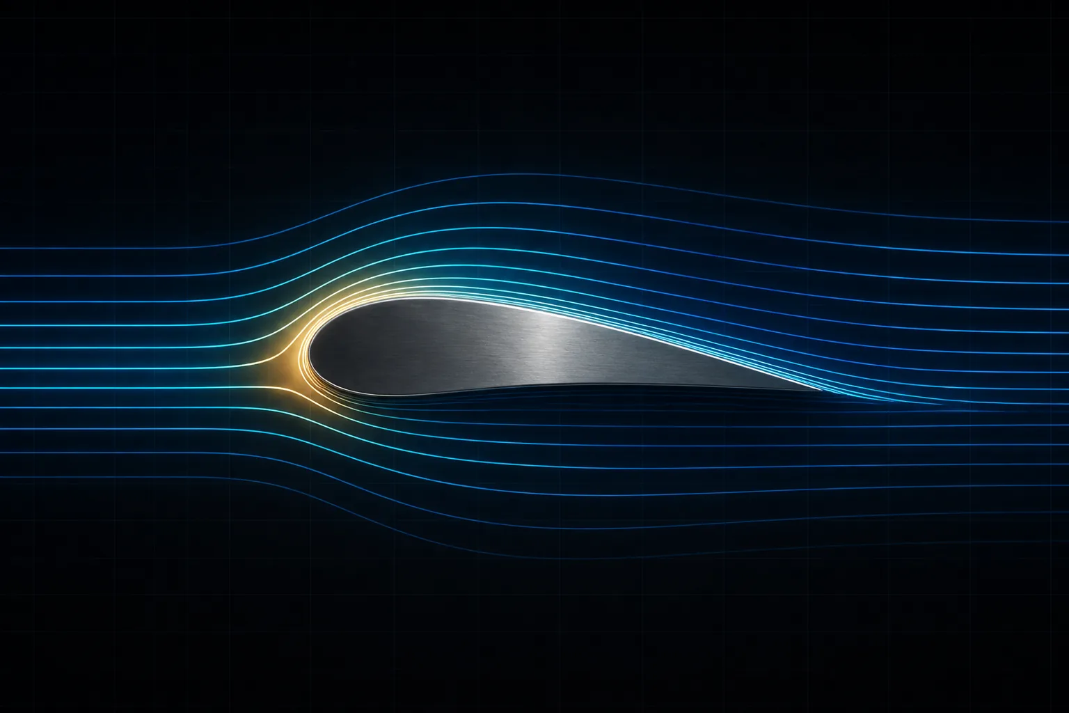 CFD airflow visualization around an aerodynamic profile